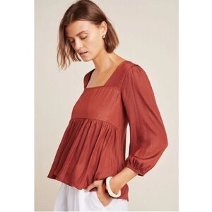 Anthropologie Dolan Terracotta Square Neck Blouse